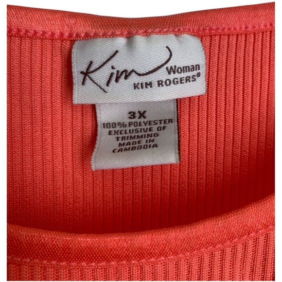 Kim Rogers Womens Sleeveless Blouse Size 3X Coral Ribbed Top Plus Size Blouse - Picture 4 of 5